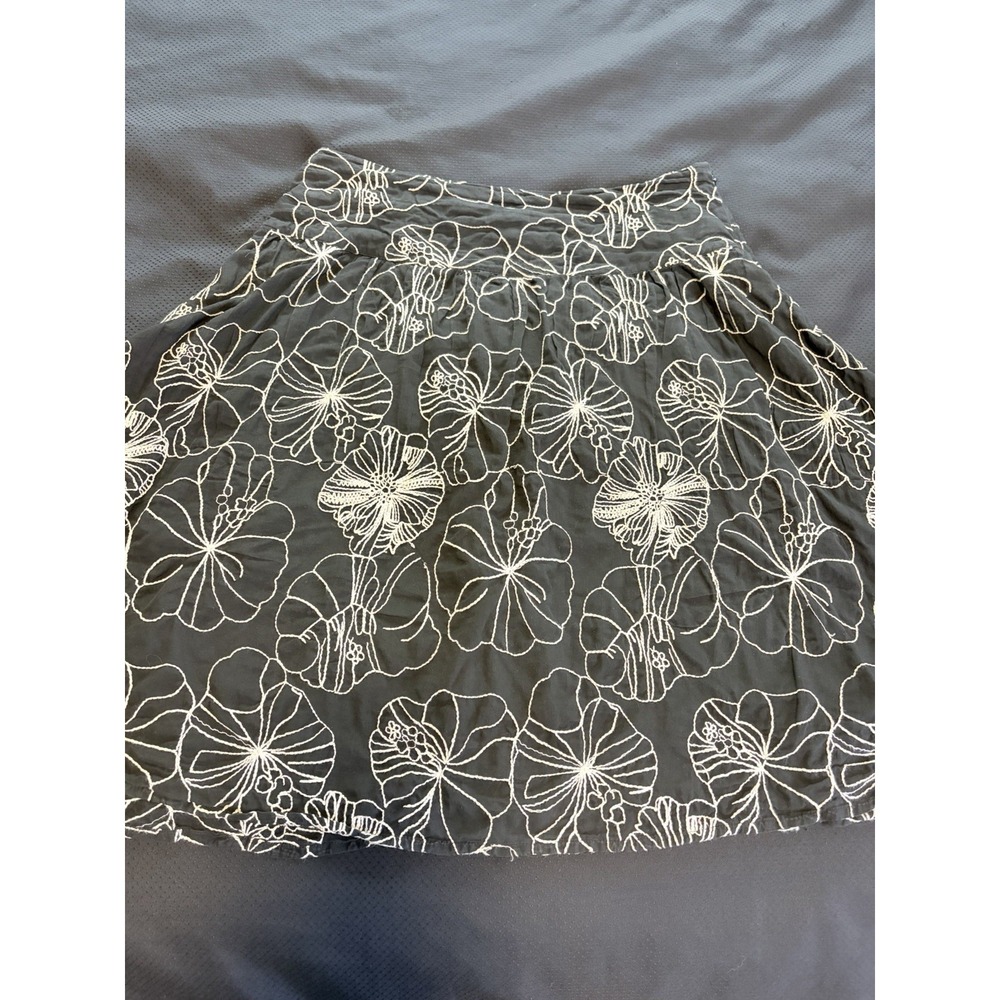 Chicos 1 Black & White Embroidered Floral Cotton Skirt~M-8~ Short Flair Flirty - Picture 7 of 12